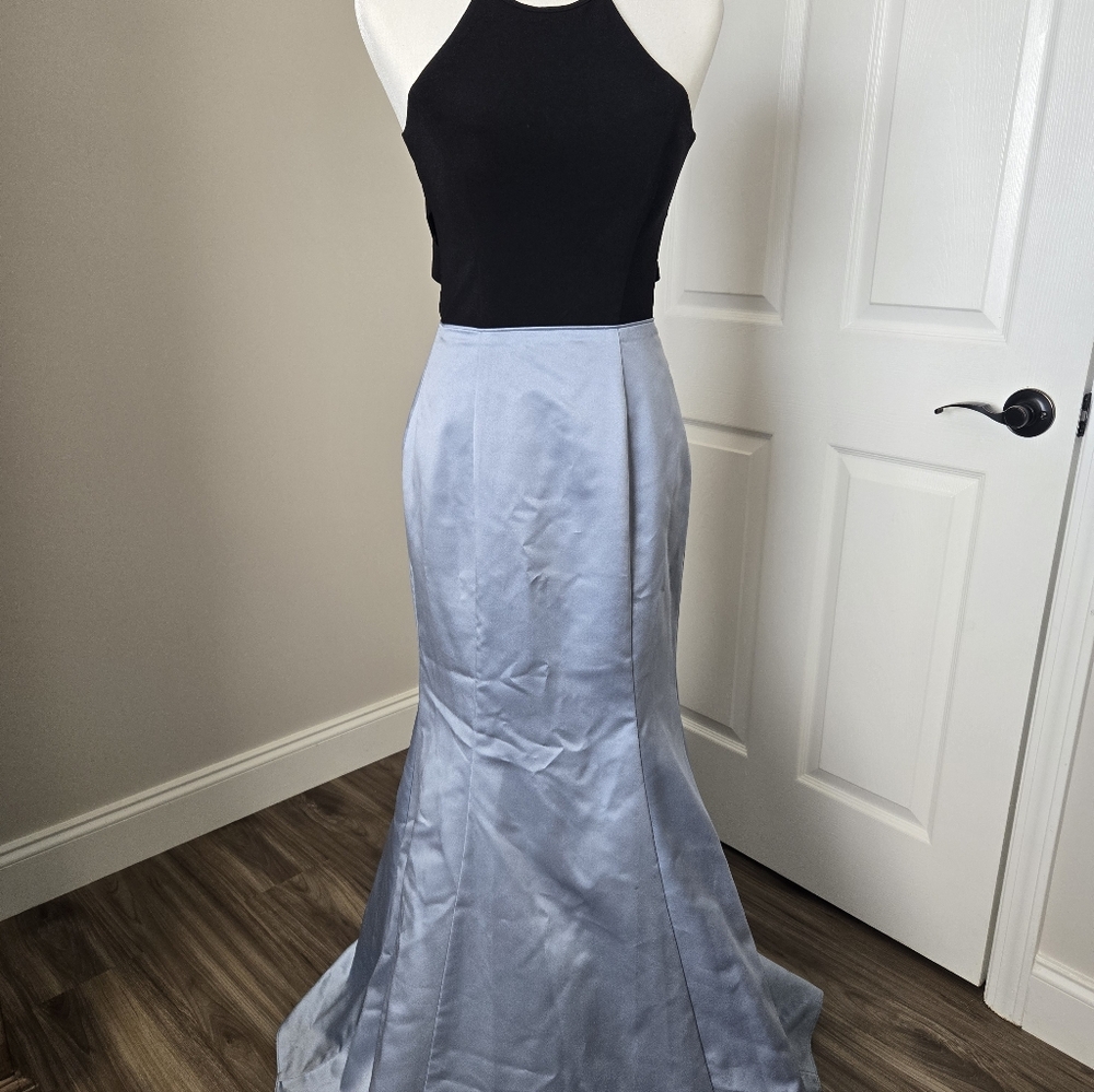 Blondie Nites Black and Blue Halter Dress